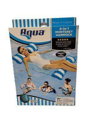 Aqua Monterey 4-in-1 Multi-Purpose Portable Pool Float Blue White 44" New